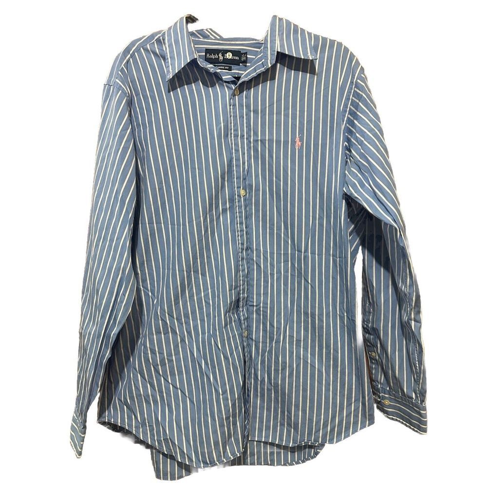 Polo by Ralph Lauren ANDREW Blue/White Pinstripe Shirt - 16.5neck - 34/35 sleeve